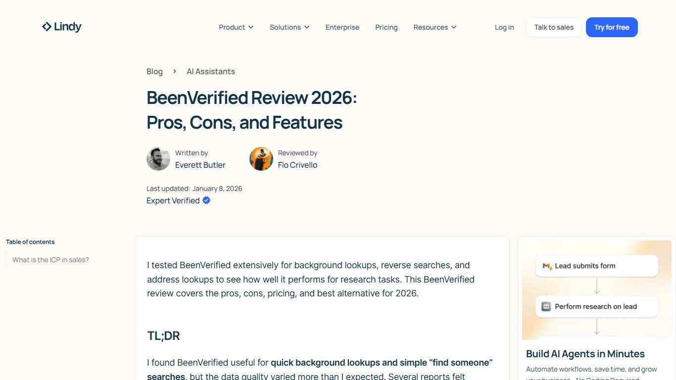 BeenVerified Review 2026: Pros, Cons, and Features | Lindy
