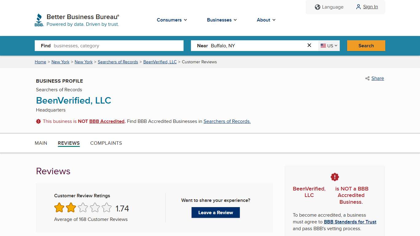 BeenVerified, LLC | BBB Reviews | Better Business Bureau