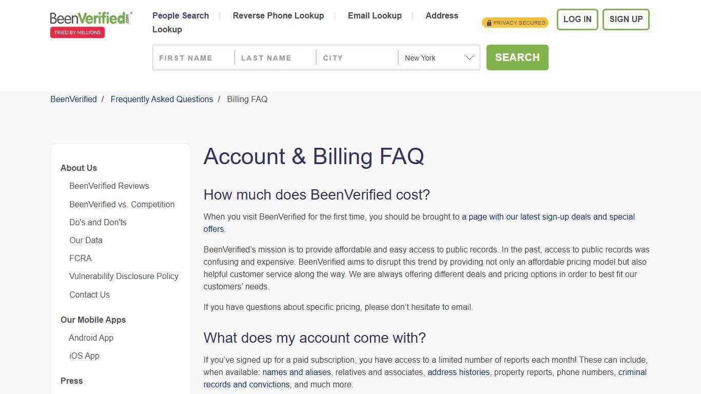 Billing FAQ | BeenVerified